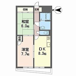 21北堀江ビル 2DKの間取図画像