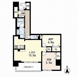 プレミアス新町 1SLDKの間取図画像