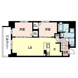 プロムナード南堀江 2LDKの間取図画像