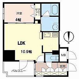 プレミアス新町 1LDKの間取図画像