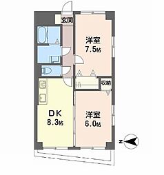 21北堀江ビル 2DKの間取図画像