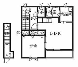 アドレス　池ノ内 2階1LDKの間取り