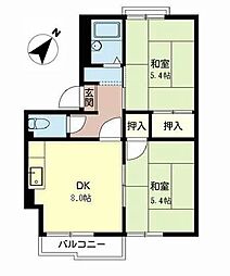 ジュネスディオ 2DKの間取図画像