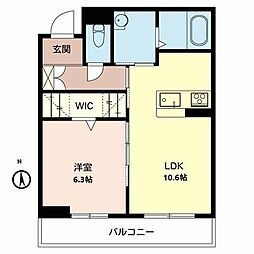 ベルフルール 1LDKの間取図画像