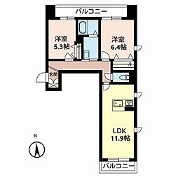BEREO厚東 2LDKの間取図画像