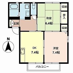 グランシード白水苑 2DKの間取図画像