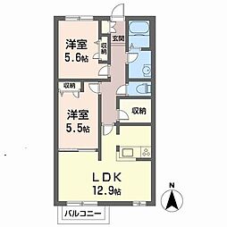 セイ・グレイス郡津 2LDKの間取図画像