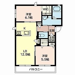 シャーメゾン森北 2LDKの間取図画像