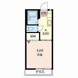 グリーンヒルハイツ 1Kの間取図画像