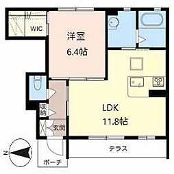 シャーメゾン　アビデ 1階1LDKの間取り