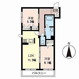 シャーメゾンソシア 2LDKの間取図画像