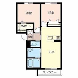 シャーメゾン久津川 2LDKの間取図画像