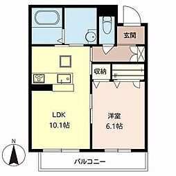 シャーメゾンプルメリア 1LDKの間取図画像