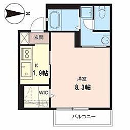 ル・プレジール 1Kの間取図画像