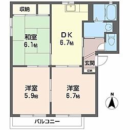 アンリ久津川3 3DKの間取図画像