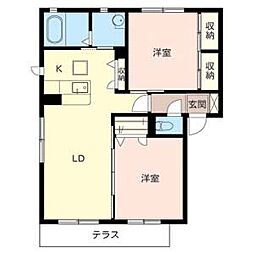 TKフォレストコートA棟 2LDKの間取図画像