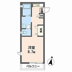 北山グランブルーハイツ ワンルームの間取図画像