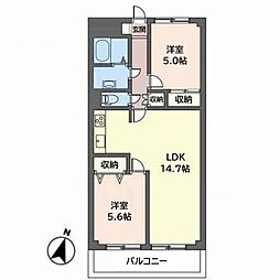 南野ローズヴィラ 2LDKの間取図画像
