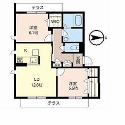 シャーメゾン北楠葉 2LDKの間取図画像