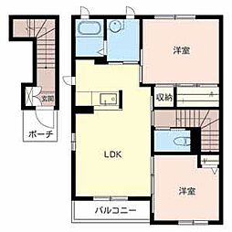 シャーメゾン　クレセント 2階2LDKの間取り