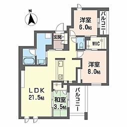 シャーメゾン　クロワール 2階3LDKの間取り