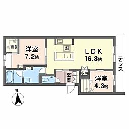 シャーメゾン クロワール 2LDKの間取図画像