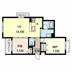 グリーンコーポ朝日が丘II 3階1SLDKの間取り