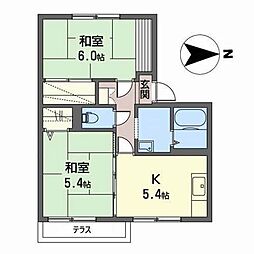 コーポいせみち 2Kの間取図画像