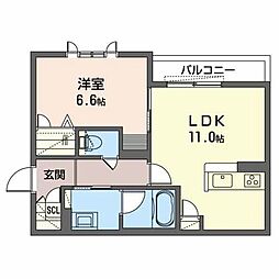 ラフィーナ澤 1LDKの間取図画像