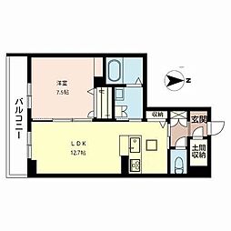 ヒルズ奈良鳥見 3階1LDKの間取り