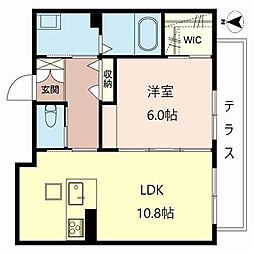 シャーメゾン平城 1階1LDKの間取り