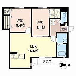 ブリーズコート 2LDKの間取図画像