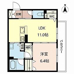 グランメゾン西大寺 1LDKの間取図画像
