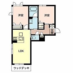 ベレオ大町 1階2LDKの間取り
