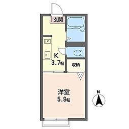 ＴＭＭイチヤハイツ 2階1Kの間取り