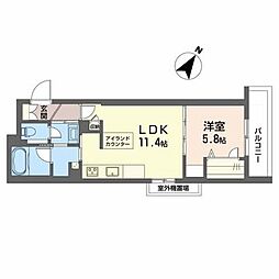 シャーメゾン高徳寺I 1LDKの間取図画像