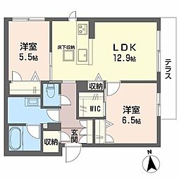 下鴨グリーンボロウ 2LDKの間取図画像