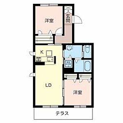 エスポワール十番館 2LDKの間取図画像