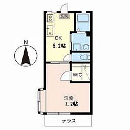 ホワイトハウス 1階1DKの間取り