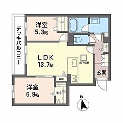 シャーメゾンガーデン太秦 2LDKの間取図画像
