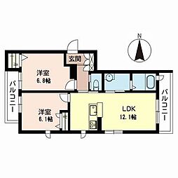 サザン 2LDKの間取図画像
