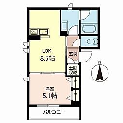 シャーメゾン長岡 1LDKの間取図画像