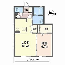シャーメゾン湯梨浜 1LDKの間取図画像