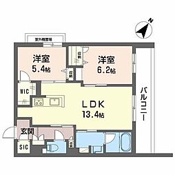 シンワマンションアインス 2LDKの間取図画像