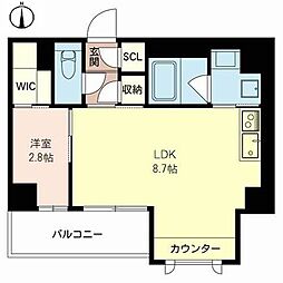 シャンス中崎 1LDKの間取図画像