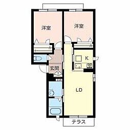 フェリシード 2LDKの間取図画像