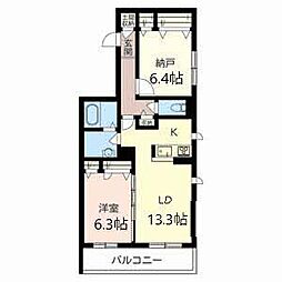 シャーメゾン南桜塚 1SLDKの間取図画像