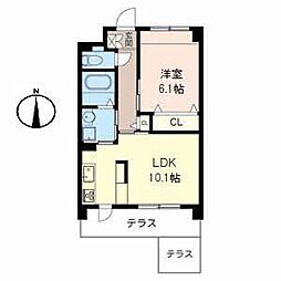 メロッソ福島 1LDKの間取図画像