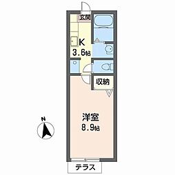 シャーウッド桂 1Kの間取図画像