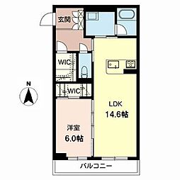 シャーメゾンオリヴィエ 1LDKの間取図画像